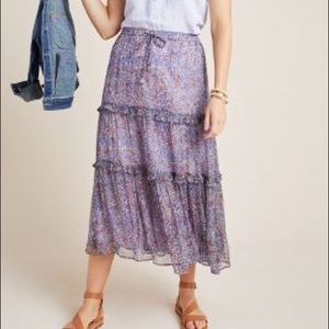 Anthropologie Purple Pastel Tiered Skirt Size 00